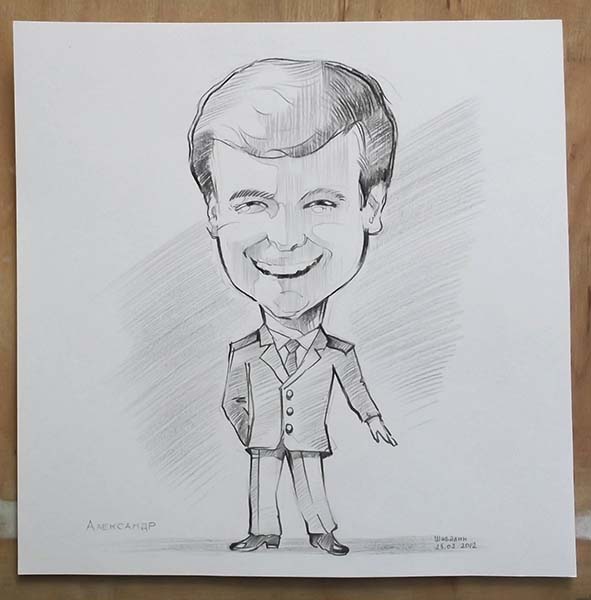 Шарж улыбающегося военного