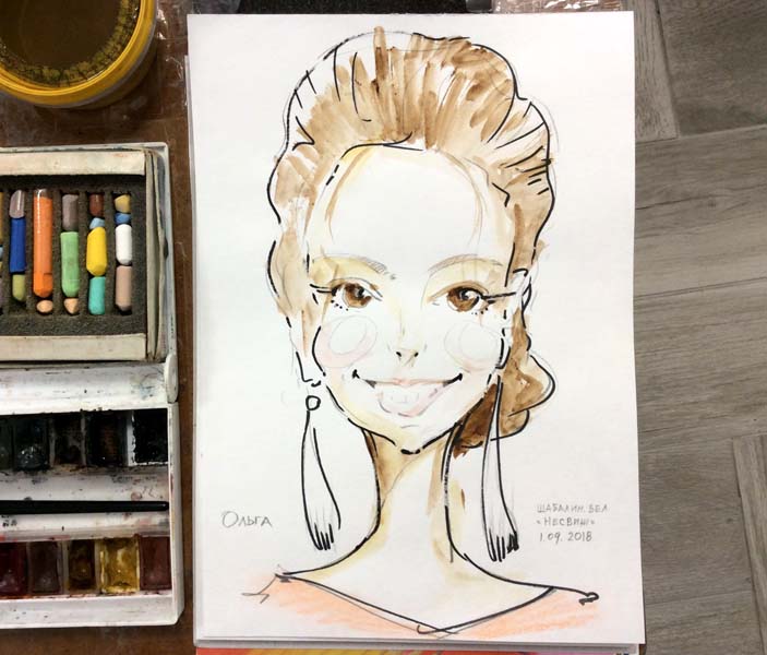 Рисунок Ольги акварелью и маркером