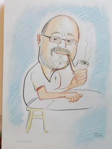 Набросок мужчины с трубкой в очках