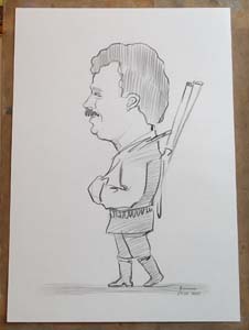 Шарж охотника карандашом