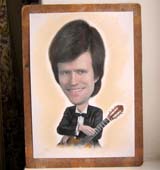 Пастельный рисунок гитариста с бабочкой шаржист Михаил Шабалин, шаржист Мишель