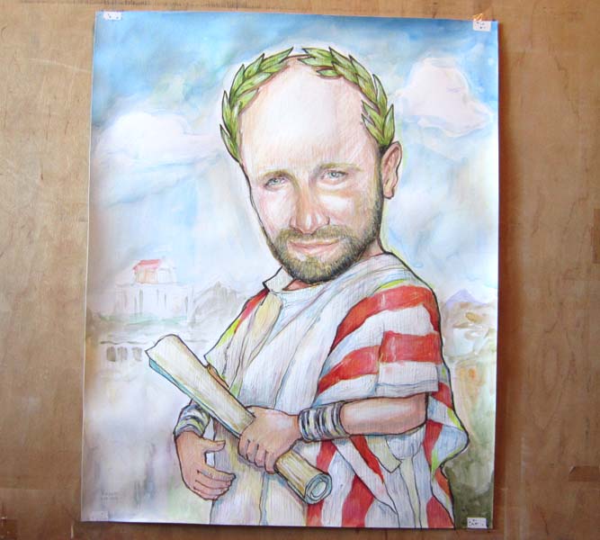 Древнеримский сенатор акварелью Шаржист Михаил Шабалин, шаржист Мишель